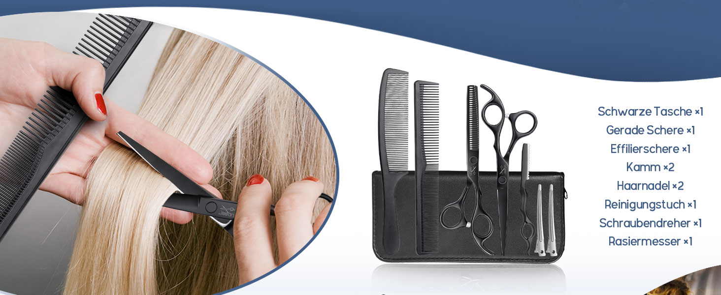 Набір професійних перукарських ножиць JASON - 6.5' (16.5 см), перукарські ножиці для перукарів та початківців, блакитно-чорний