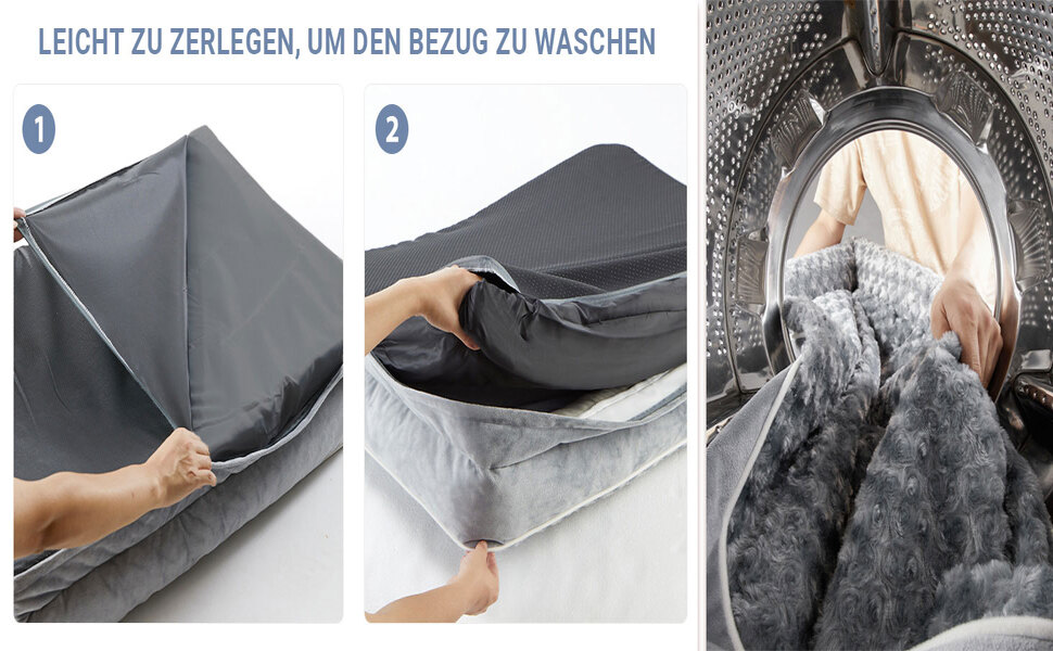 Ортопедичні лежанки для собак великих порід - водонепроникні, з водонепроникним підкладом, з неслизьким дном, знімний та пральний чохол (XL: 107 x 81 x 18 см)