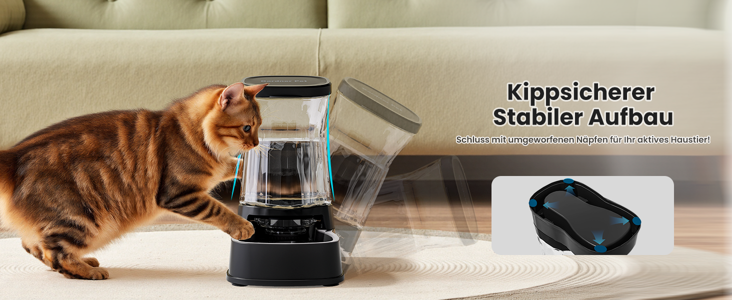 Автоматичний диспенсер води для котів та собак Gardner, 3.85L, без струму, BPA Free, гравітаційний, для середніх/великих тварин (чорний)