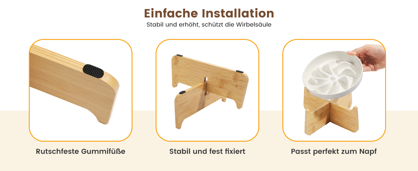 PETTOM Миска для котів протиковзаюча піднята, керамічна миска для котів, повільна годівниця для котів, миска протиковзання для котів та маленьких собак, біла миска + підставка (миска біла-квітка + підставка)