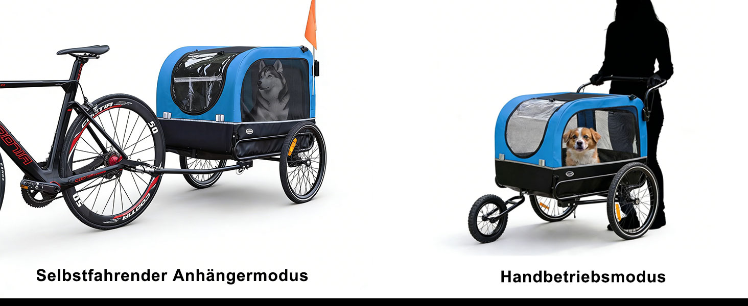 Причіп для собак CXWXC 2-в-1: велосипедний причіп та візок для собак з амортизаторами, сірий, вантажопідйомність 40 кг