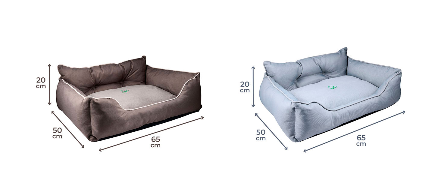 Крісло-ліжко для собак середніх порід Benetton, сіре, розмір M, 65x50x20 см, поліестер, можна прати в пральній машині