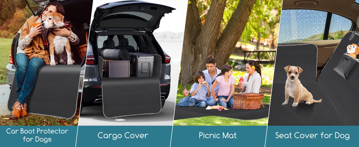 Захист для багажника автомобіля Nobleza для собак: килимок з захистом краю, універсальна автодека для собак з 2 кишенями, 185 x 105 см, водонепроникний та стійкий до подряпин