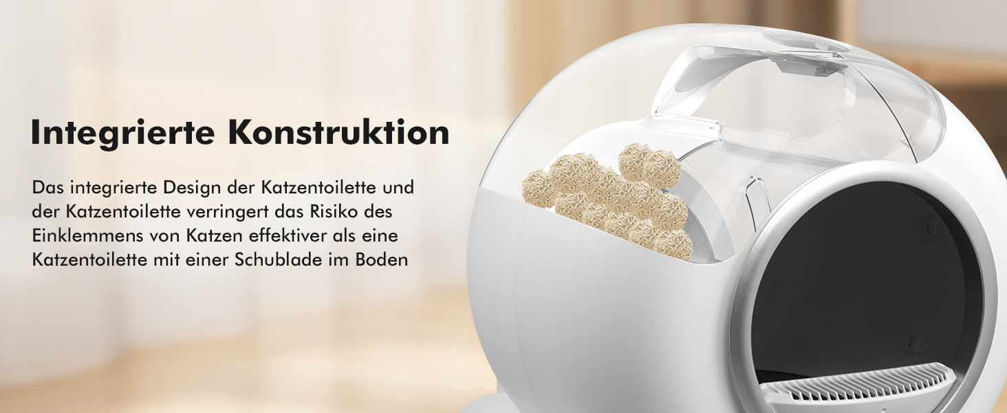 Автоматичний лоток для котів з самоочищенням, 65л, з контролем піску, керуванням через додаток, низький вхід, великий простір, для кількох котів