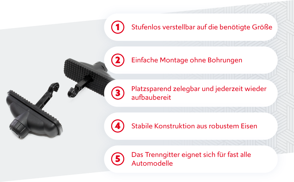 Автомобільна перегородка для собак Wiltec, регульована висотою 72-136 см, шириною 118-128,5 см, універсальна для багажника