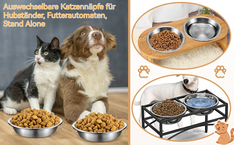 Набір з 8 мисок для котів Loppdece з нержавіючої сталі, 14 см, для чутливих вусів, підходить для кошенят та маленьких собак, можна мити в посудомийній машині