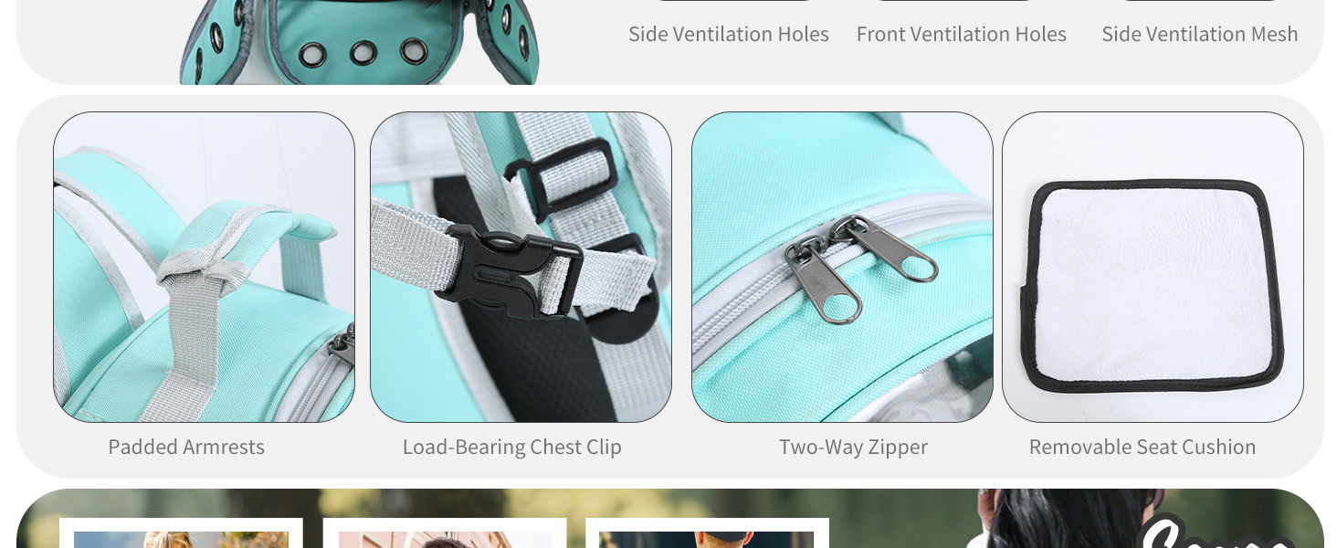 Рюкзак для котів та маленьких собак PETCUTE, рожевий, до 6 кг, знімний килимок, прозоре вікно, для подорожей