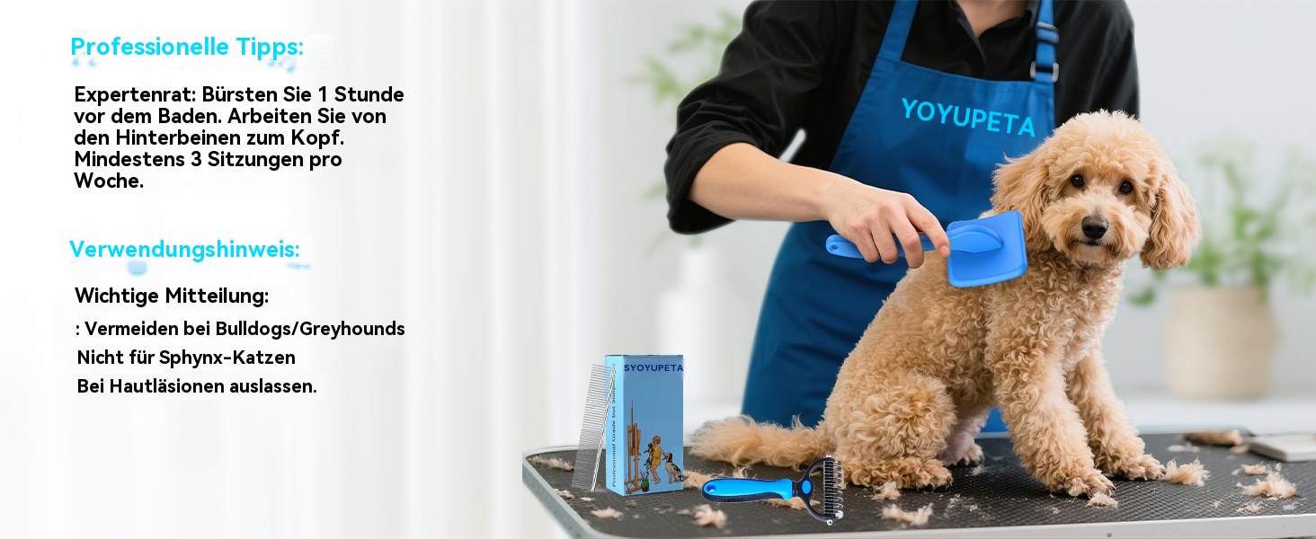 Набір для грумінгу собак великих порід Slicker Bürste Hund – 3 предмети: щітка Slicker, гребінець для підшерстка та гребінець з нержавіючої сталі. Підходить для довгошерстих собак та котів (Голден Ретрівер, Лабрадудль, Пудель)