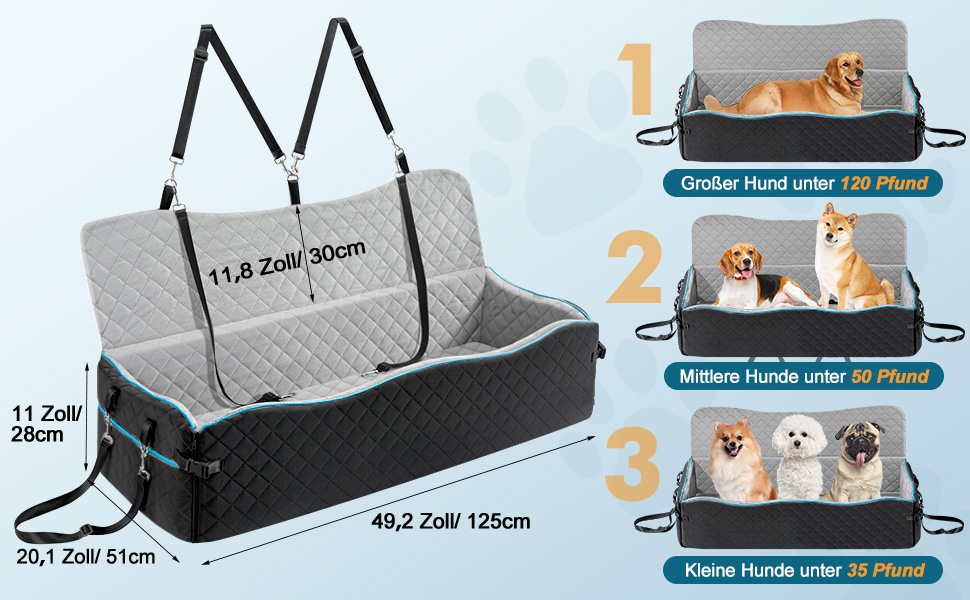 Автокрісло для собак - переноска для маленьких собак до 20 кг з ременем безпеки, чорно-сіре, для подорожей