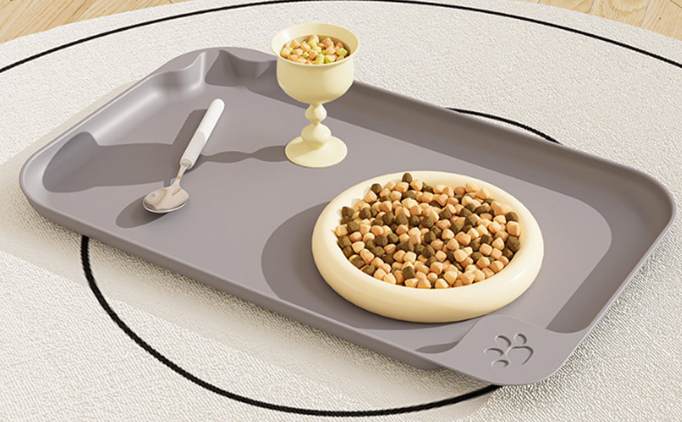 Водонепроникний килимок для годування собак та котів Octonyluck, 57.5x35.5 см, сірий