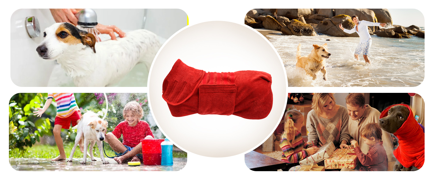 Рушник для собак Geyecete з мікрофібри, рушник для собак, що швидко сохне, для собак середніх розмірів, червоний, L