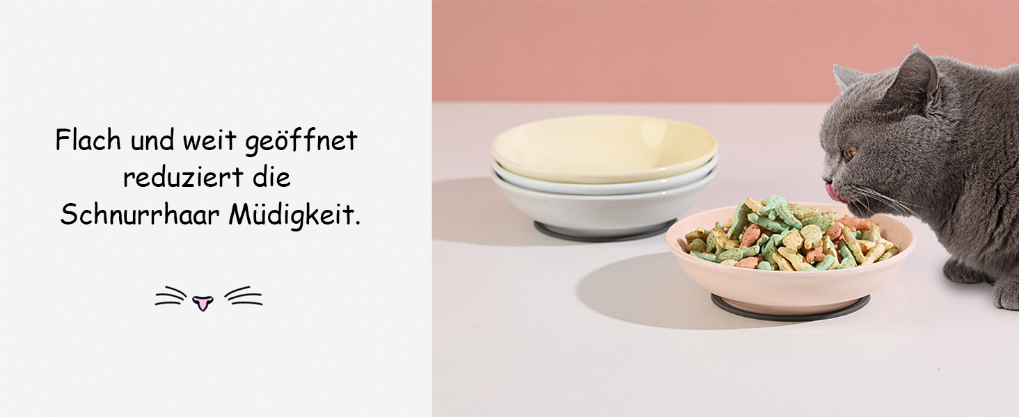 Набори мисок для котів з кераміки Katzennäpfe - 6 шт. Миски для корму котів у пастельних тонах. Широкі, плоскі, з міні-силіконовими подушечками. Підходять для мікрохвильової печі та мийки. Об'єм 250 мл, 6 кольорів