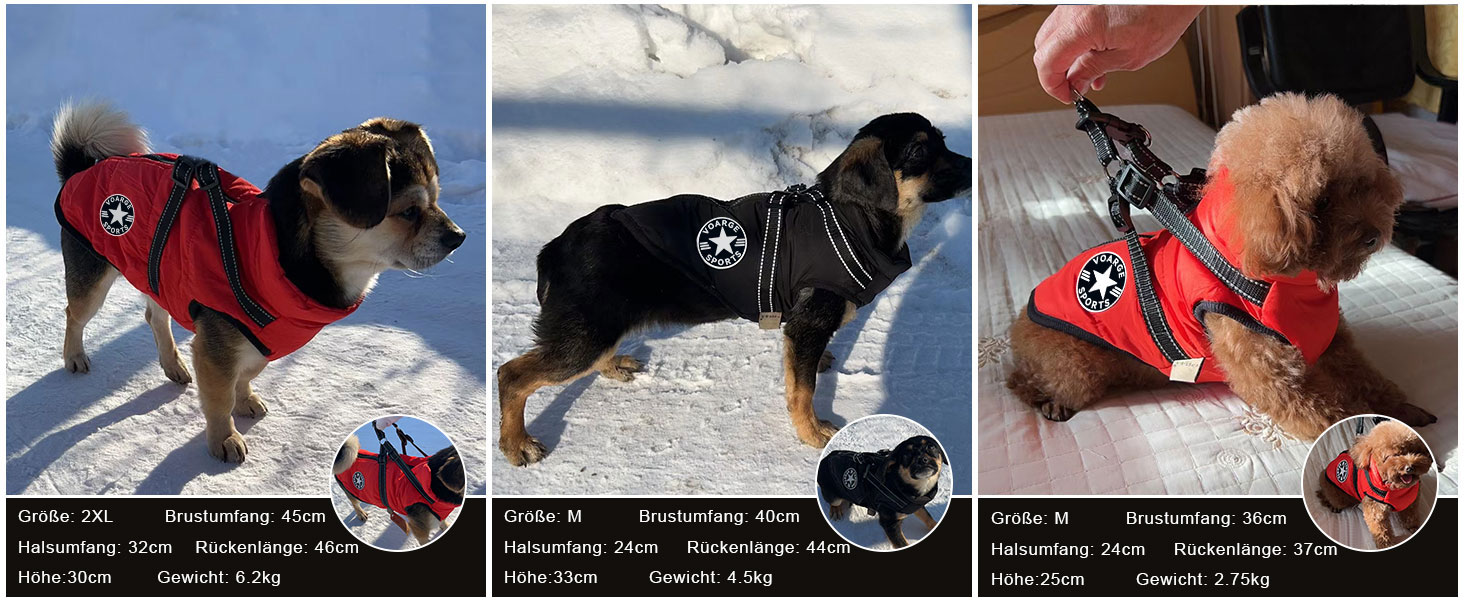 Зимовий жилет для собак, водонепроникний, з D-початком, для маленьких собак (3XL, Чорний)