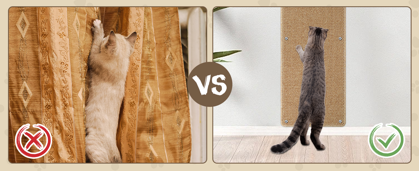 Килимок для дряпання котів FHTONGE 71x15.8 см, сизаль, для кріплення на стіну, сірий