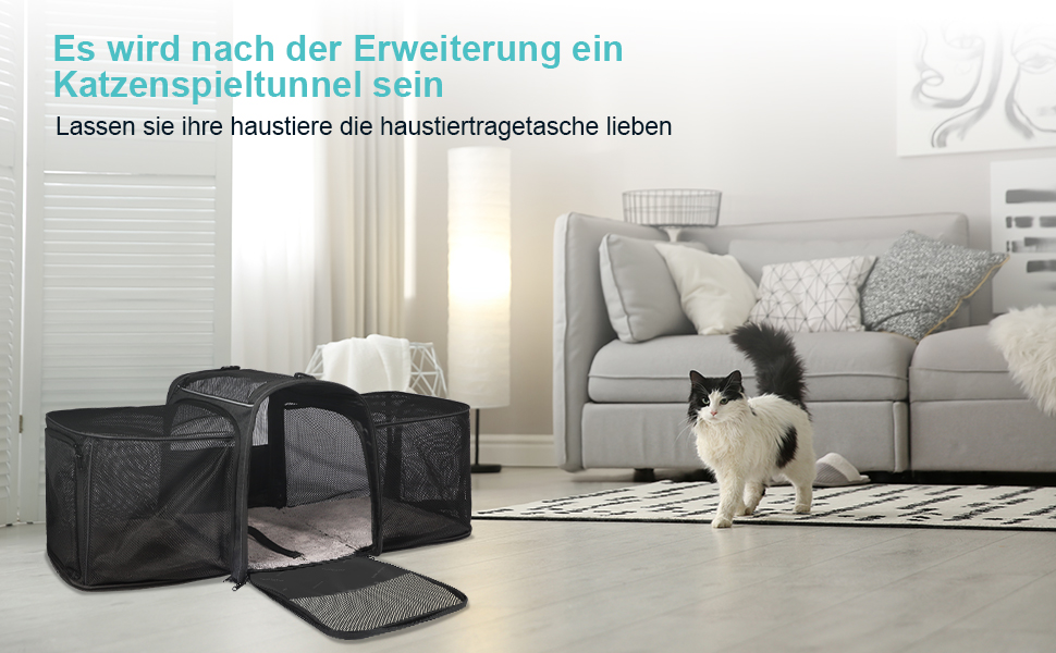 Транспортна переноска для котів Morpilot, велика, 45x33x36 см, розширювана, для 2 котів/собак/щенят, підходить для авіаперельотів, сіра