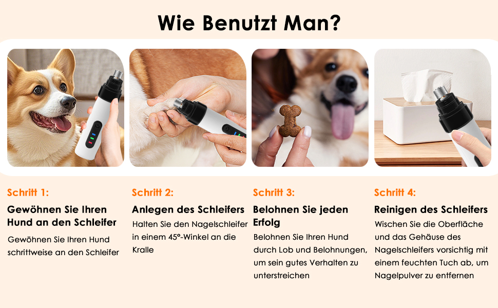 Електричний точило для собачих кігтів Krallenschleifer, USB, тихе точило для собак та котів великих, середніх та малих порід