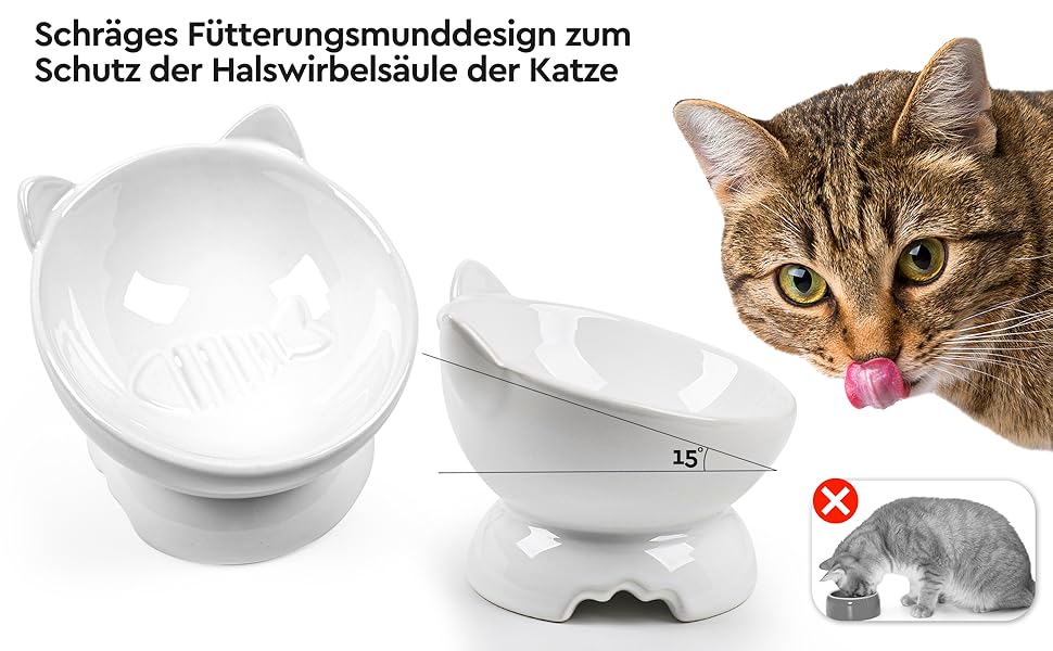 Набір мисок для котів, 2 шт. Керамічні миски для котів з піднятим краєм, набір з двох мисок