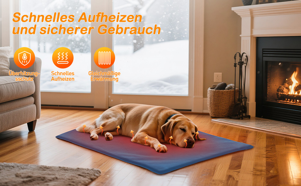 Грілка для домашніх тварин з регулятором, для котів та собак, 6 температурних режимів, таймер на 24 години, LED-дисплей, безпечна грілка з міцним кабелем (60x90 см, блакитна)