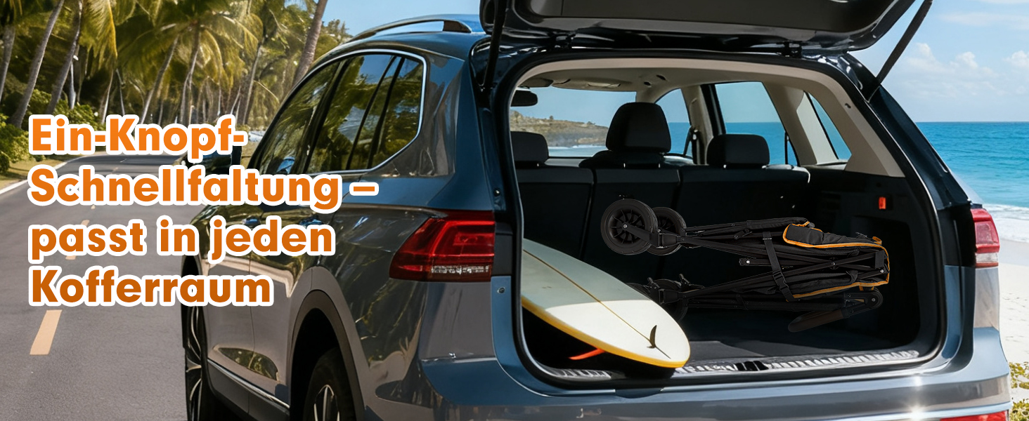 Візок для собак Snagle Paw з заднім люком та рампою, великий, складний, для великих та середніх собак, з регульованою ручкою та стоянковим гальмом, 4 колеса для прогулянок, джоггінгу, подорожей, до 90 кг, чорний/помаранчевий