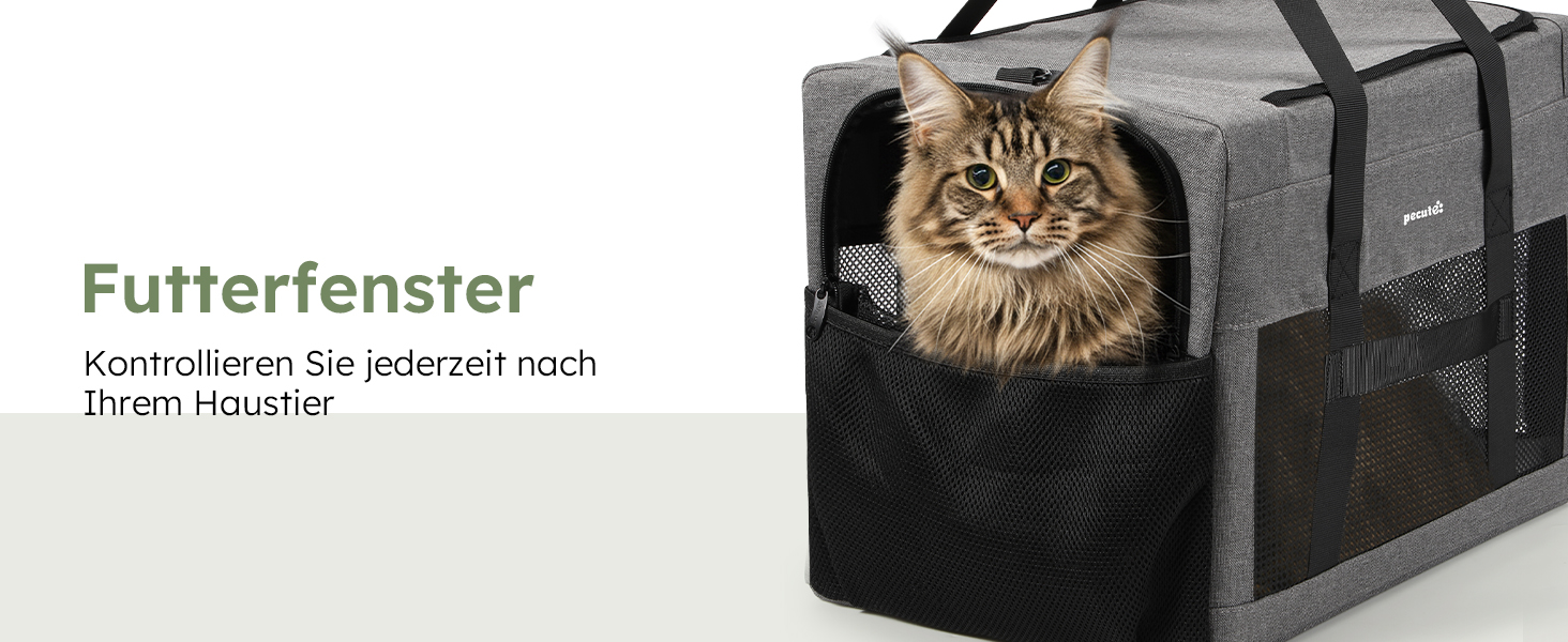 Переносна переносна сумка для котів Pecute Katzentasche, XL, 47x33x30 см, сіра