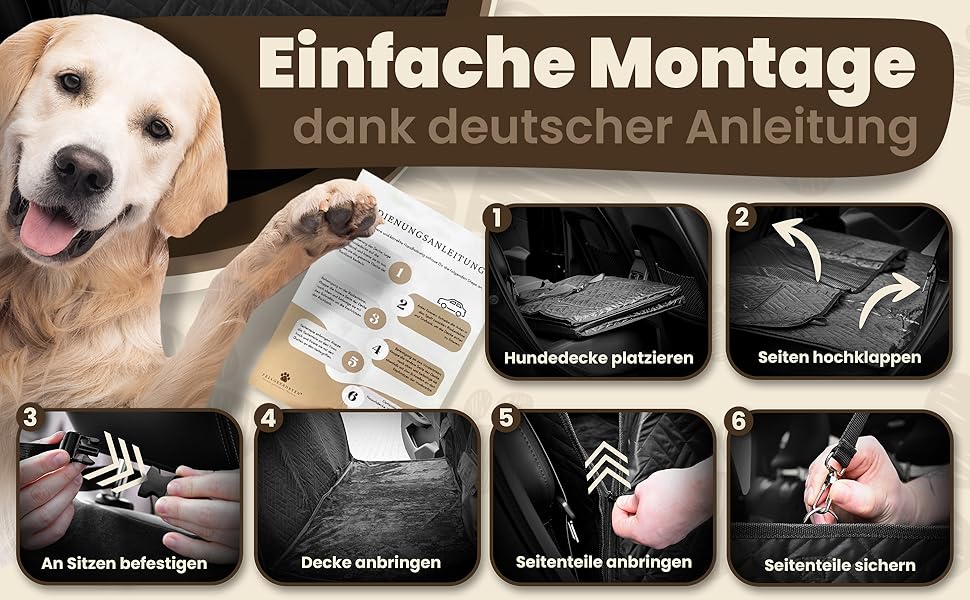 Захисна ковдра для собак у машину - Fellgefährten | Якісна ковдра на заднє сидіння авто для собак | Захист заднього сидіння від бруду та шерсті