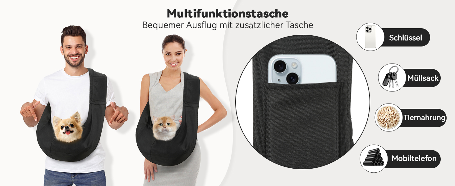 Pawaboo Сумка-переноска для собак та котів, чорна, до 5.4 кг