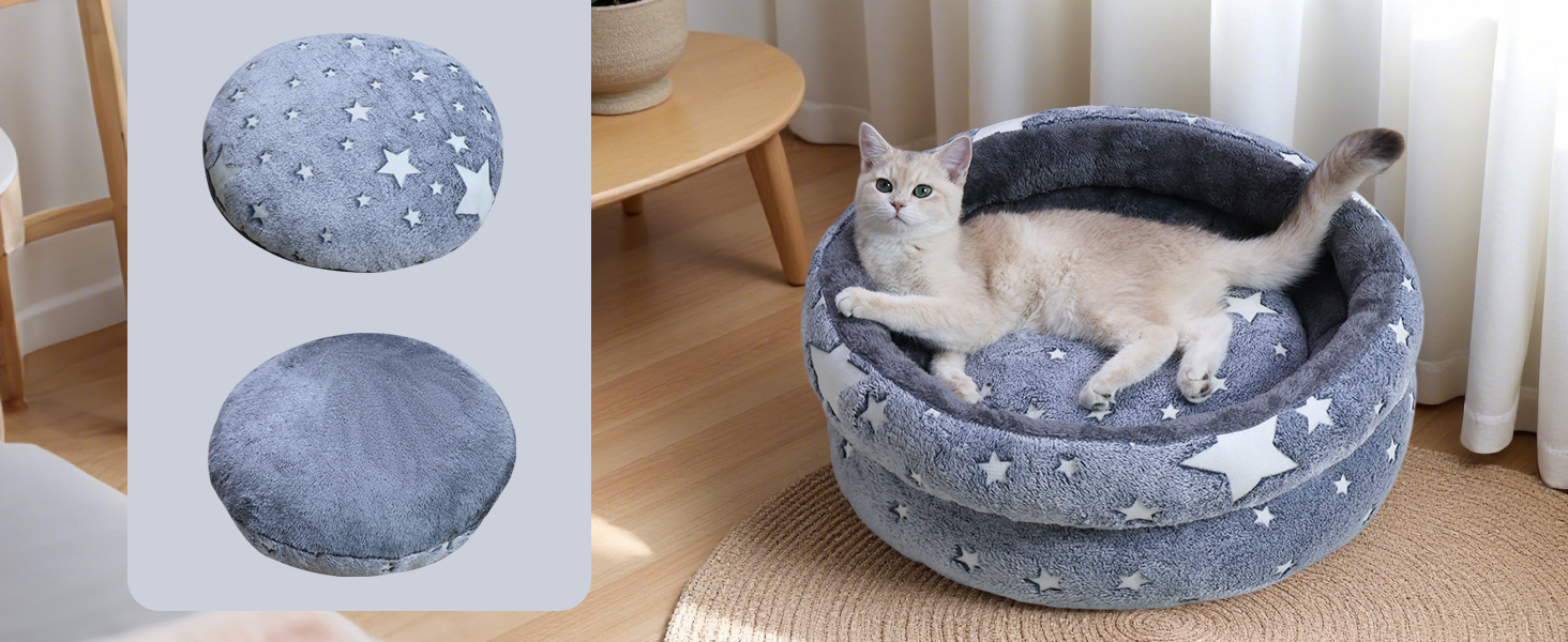Кругле м'яке ліжко для котів та цуценят, 50 см. Зручне, миється, з штучного хутра. Підходить для квартирних котів та собак.