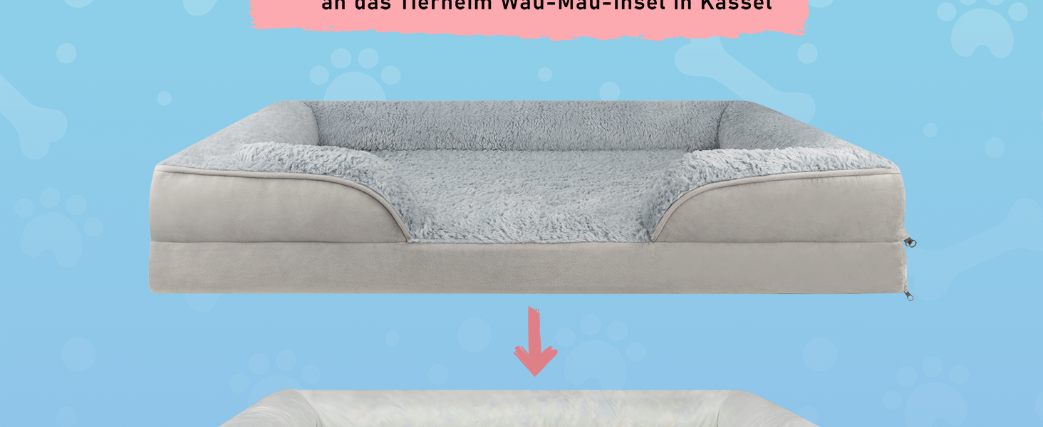 Ортопедичне собаче ліжко Normani для великих, середніх та маленьких собак - м'яке ліжко-диван з високим бортиком, колір бежевий, розмір 60x80x16 см