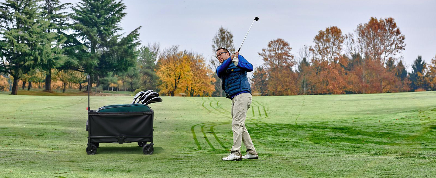 Складаний візок Bollerwagen 120L, до 120 кг з дощеміцким покриттям, тримачем для напоїв, світловідбиваючими смугами. Ідеальний для собак, покупок, кемпінгу, пляжу, транспортування та відпочинку на природі.