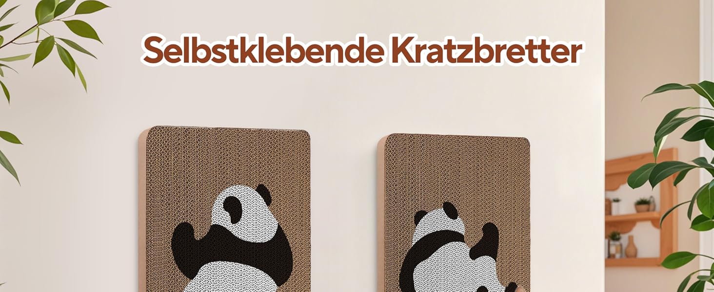Котячий дряпак для стіни AUSCAT з коробкою, 7 шт. Картон для дряпання котів, захист стін та меблів, 37 x 24 см, дизайн Панда