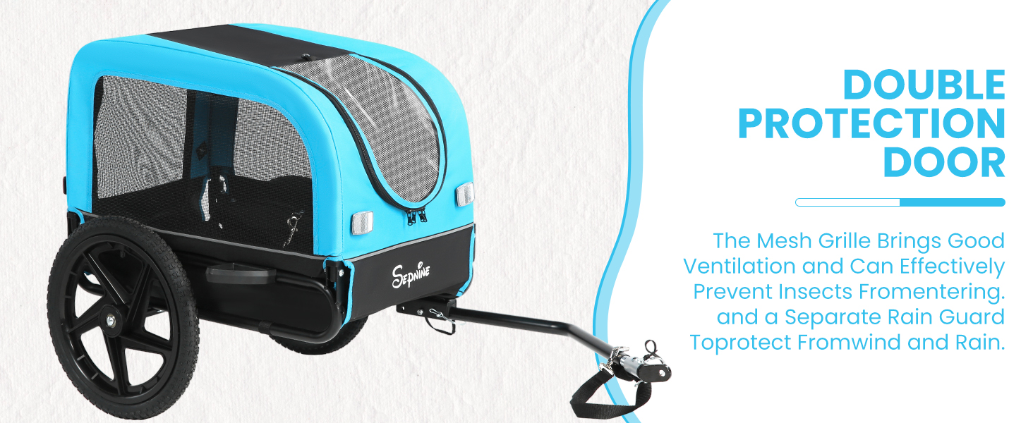 Фаркоп для велосипеда для собак маленьких та середніх порід - до 23 кг, складаний, з швидкознімними колесами, для велопоходів та активного відпочинку (блакитний)