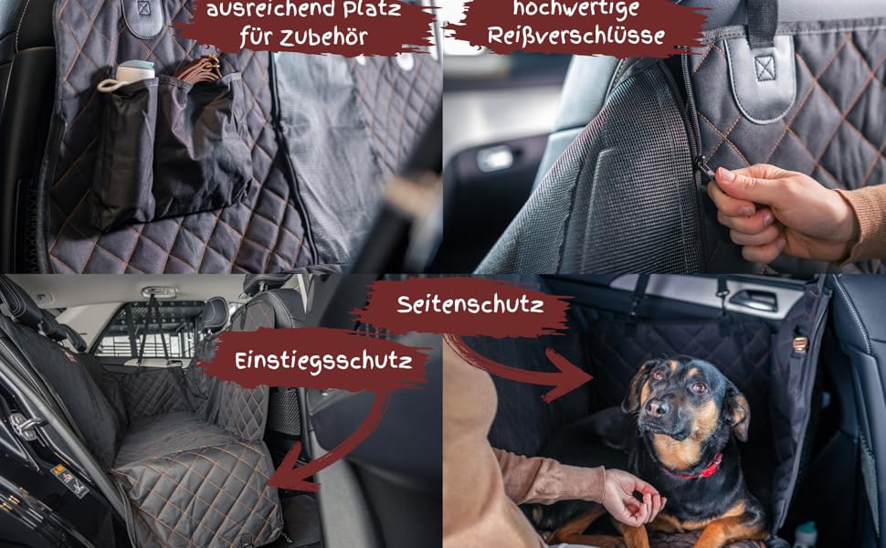 Захист сидінь автомобіля ForYou® з підстилкою для собак - Водовідштовхувальний захист сидінь для собак з боковими панелями та віконцем, стійкий до подряпин, преміум-якість, Made in Germany