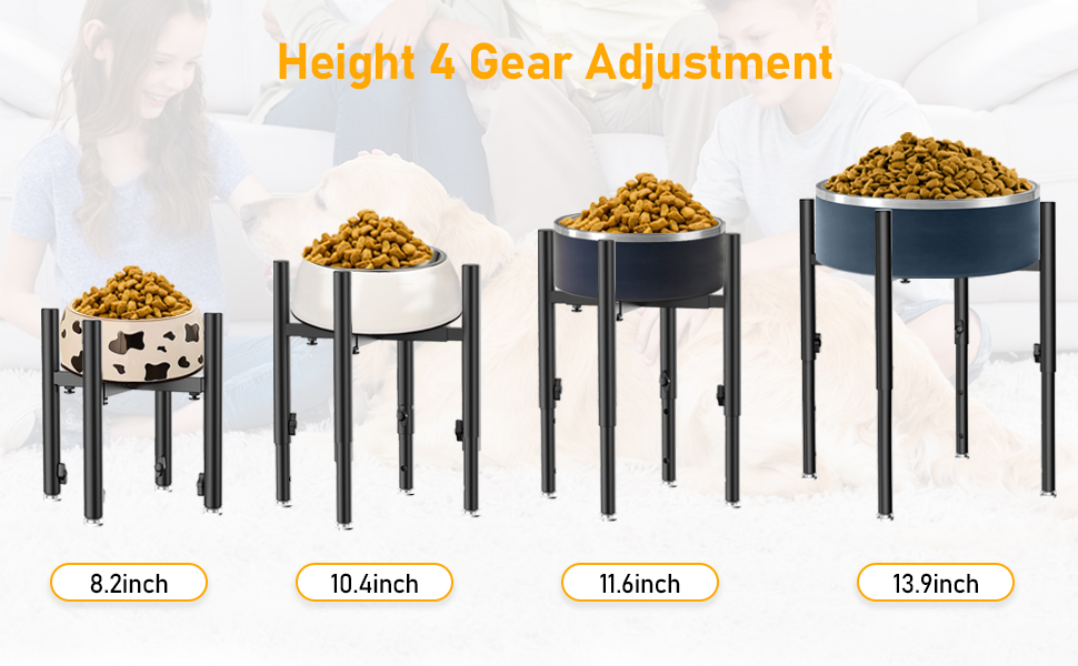 Підвищена підставка для миски для собак, регульована, висота 15-28 см, 4 положення, кріплення для годівниці для собак, для великих, середніх та малих собак