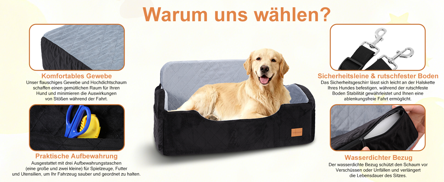 Автокрісло для собак середніх порід до 22,7 кг: безпечне, зручне, з кріпленням та антиковзким покриттям (70x60x45CM, 80x50x23CM)