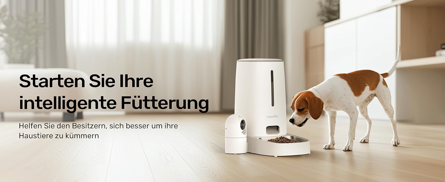 Автоматичний годівниця для котів та собак FUKUMARU з камерою 1080P, WiFi, сенсором рівня корму та нічним баченням