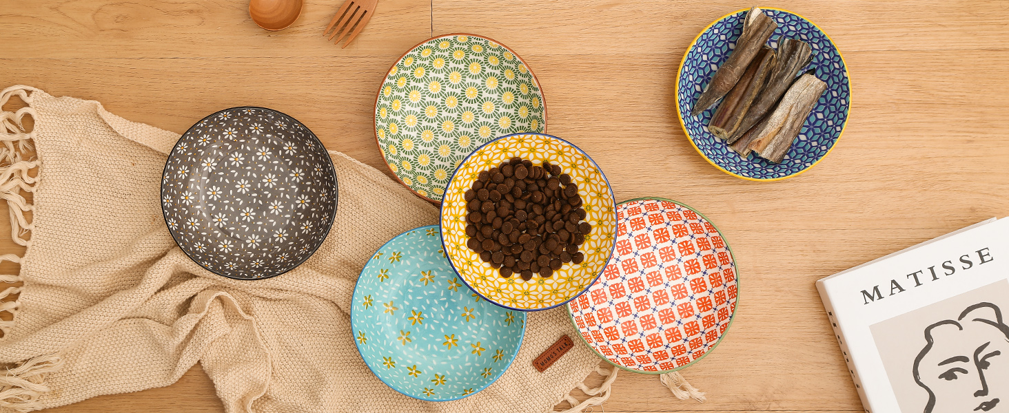 Набір мисок для котячого корму Napf Katze з кераміки, набір 6 шт. з антиковзною підкладкою, об'єм 250 мл, серія