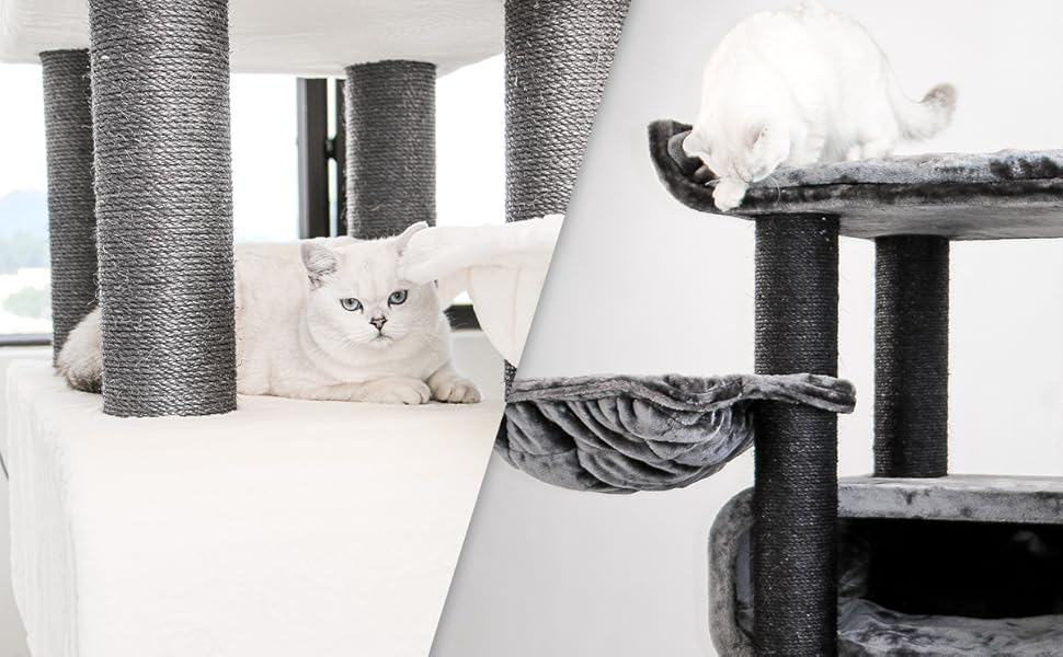 Дряпак для котів Petrebels Maine Coon XXL, 190 см, дизайн для великих котів, сизаль, колір Off-White