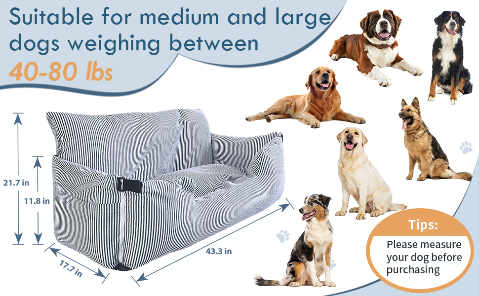 Автокрісло для собак LELEFIDO, великі породи до 36 кг, з підстилкою та 2 страхувальними ременями