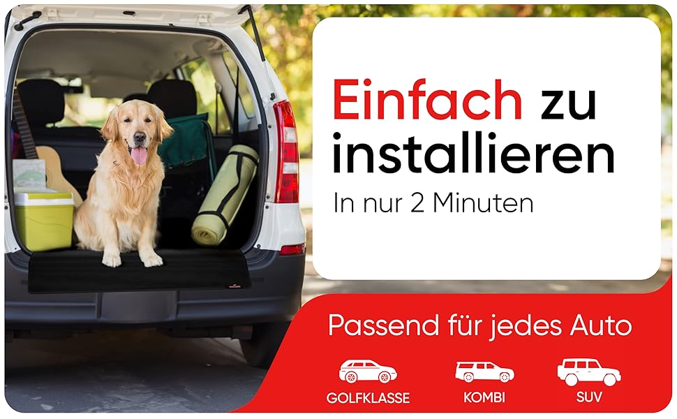 Захист для багажника WALSER Cäsar: килимок з боковим захистом, універсальний, для собак, чорний
