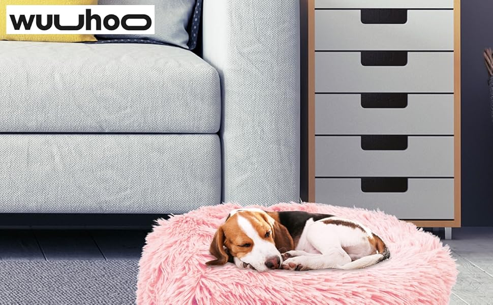 М'яке ліжко для собак та котів Donut 50см - рожеве, для маленьких та середніх порід