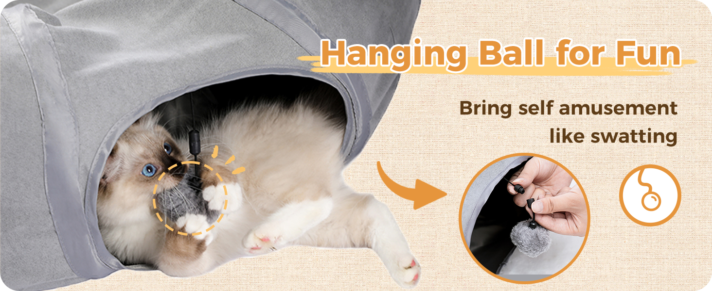 PAWZ Road Тоннель для котів, іграшка-тоннель, сірий, кругла форма