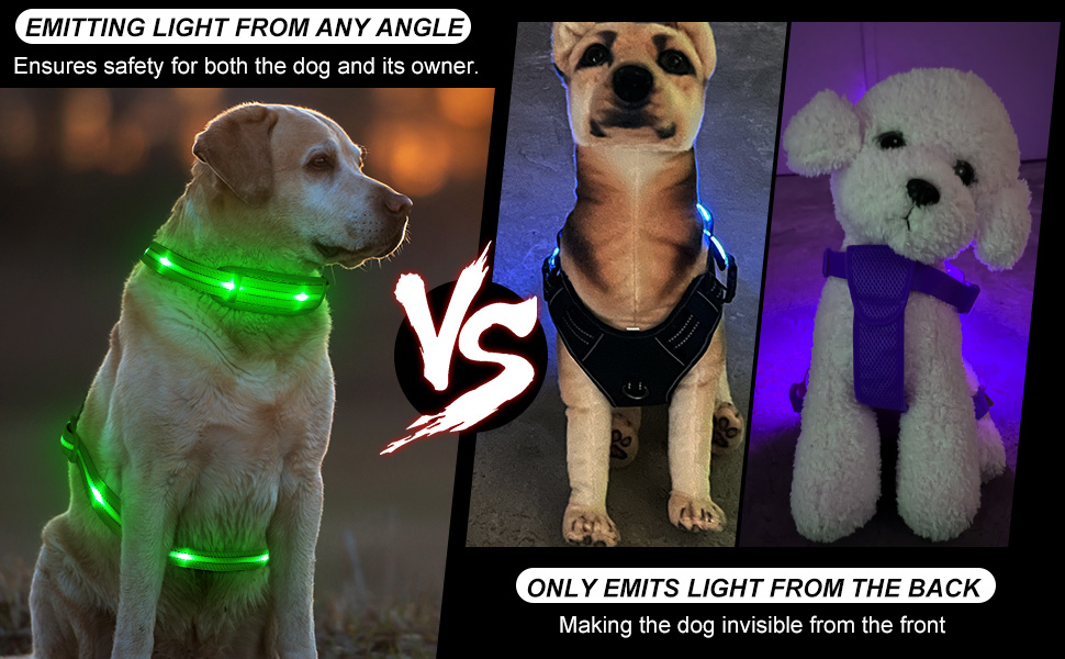 Світлодіодне обіднє намисто для собак PZRLit, світловідбиваючий жилет для собак, перезаряджуваний, м'який, регульований (зелений, середній)