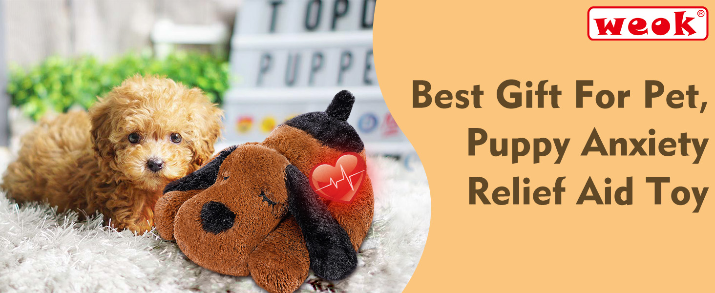 Іграшка-сердечко для собак WEOK - комфортне м'яке ліжко для зняття тривоги, заспокійлива допомога, допомога зі сном, для середніх собак (колір коричневий)