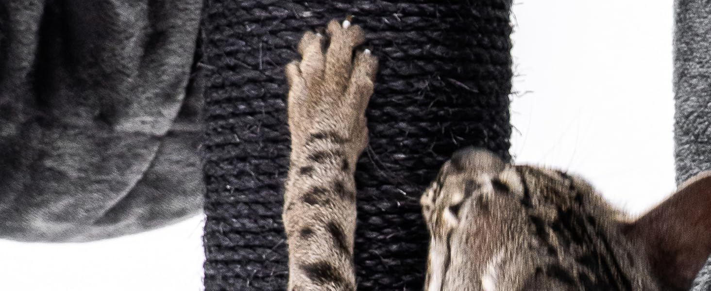 Дряпка для котів Petrebels Maine 90 см, з міцною основою та сизалевим стовпчиком, 40 x 40 x 90 см, чорного кольору