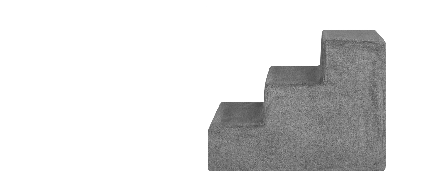 Сходинка для собак та котів Juskys - 3 сходинки, плюшевий знімний чохол, сірого кольору. Підходить для ліжка, дивана, софи та авто