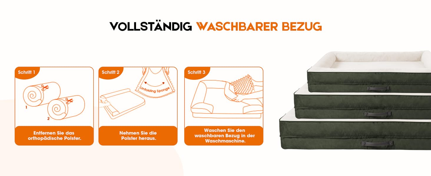 Ортопедичне ліжко для собак XL, корзина для собак, що стирається, з яєцевидною піною, вологостійкий диван для собак з неслизьким дном та чотиристоронньою подушкою (91x61x18 см, оливковий)