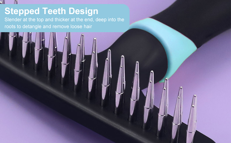 Щітка для вичісування собак, синьо-чорна, гребінець для догляду за шерстю, інструмент для видалення ковтунів, для короткої та довгої шерсті, дворядний