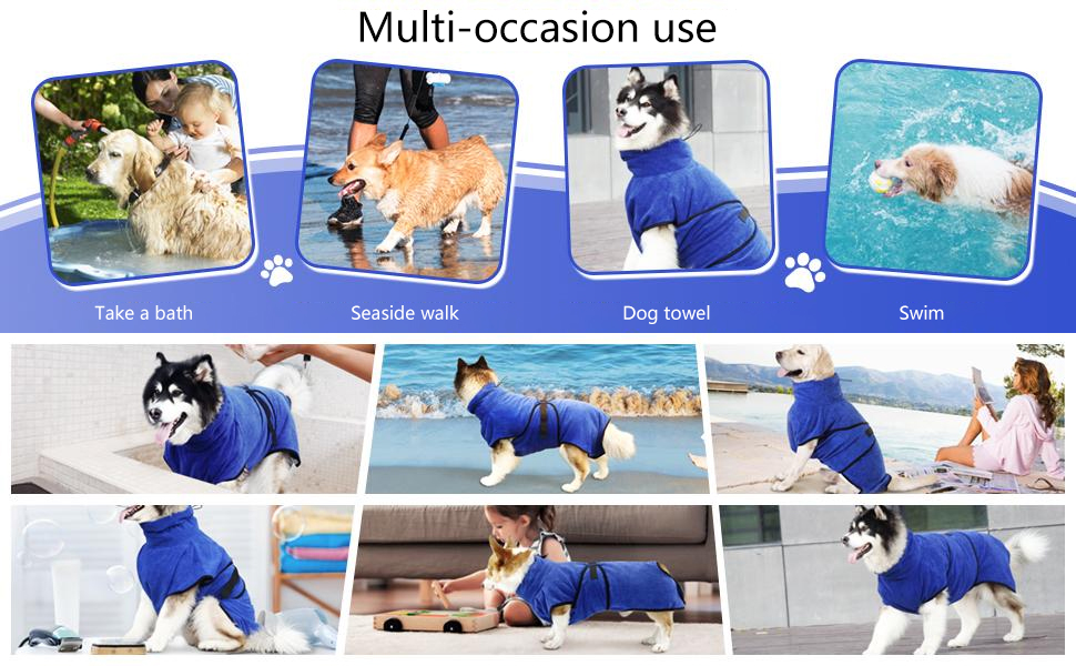 Рушник для собак Petcute: м'який, швидковисихаючий, з мікрофібри, супер-поглинаючий, комфортний, з регульованими бретелями, для собак та котів (XS, блакитний)