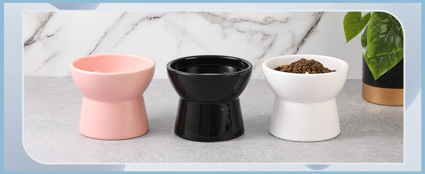 Підвищена годівниця для котів, керамічна - миска для води та їжі, антиблювотний дизайн, 550 мл, білий колір