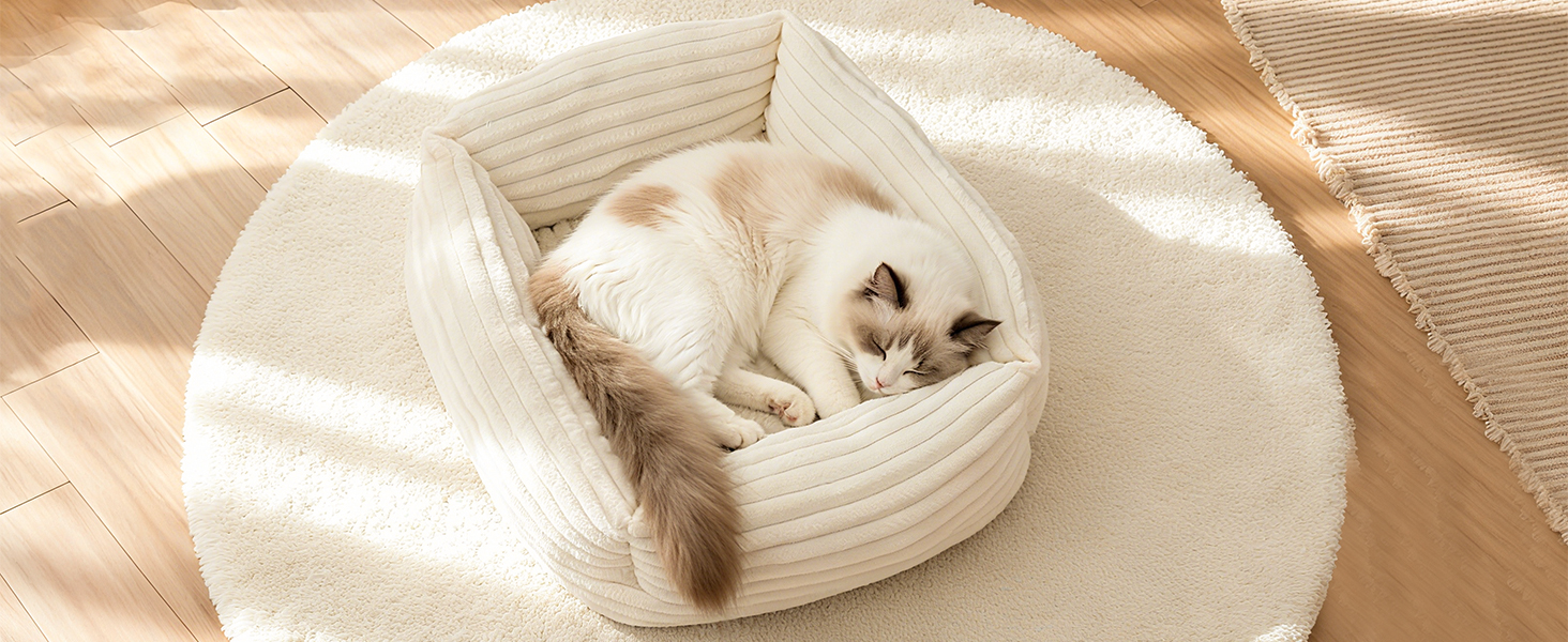 Килимок-ліжко для котів XIAPIA, 55x42x18 см, м'який, теплий, ортопедичний, білий